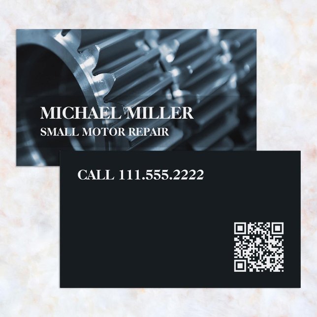 Custom QR Small Engine Repair Business Card (QR Small Engine Repair Business Cards)