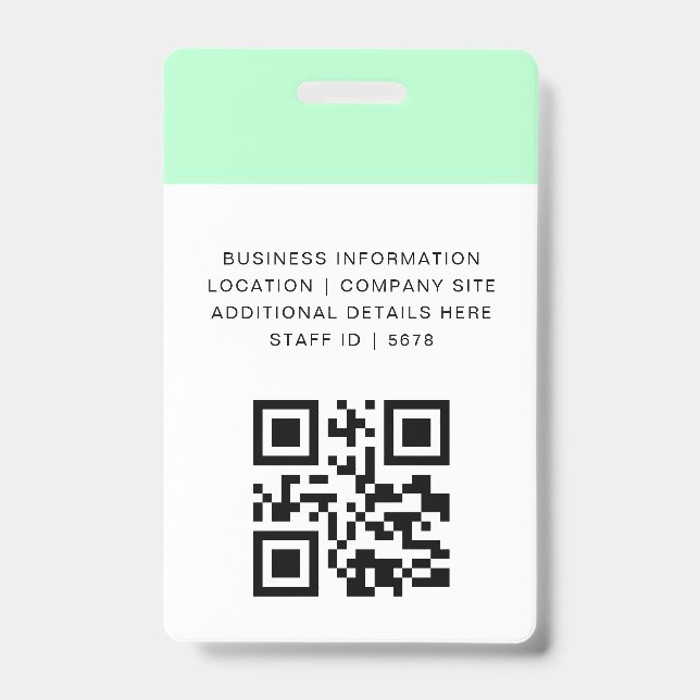 Custom QR Staff Access Identity Design ID Badge (Back)
