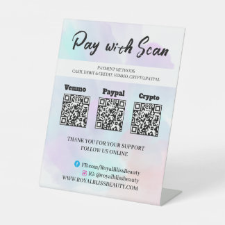 Custom QR Triple Payment Table Tent Pedestal Sign
