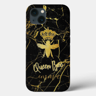 Custom QUEEN BEE Gold Black Marble Phone 11 12 iPhone 13 Case