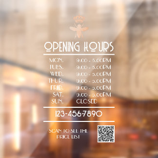 Custom QUEEN BEE White Business Open Hours Logo