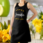 Custom Queen King Name Text Elegant Black Gold Apron<br><div class="desc">Customise the text, and easily create your personalised apron. Click CUSTOMIZE FURTHER to change the background colour or text colour. You can TRANSFER this DESIGN on other Zazzle products and adjust it to fit most of the Zazzle items. Standard Studio designs are made in high-resolution vector graphics for a professional...</div>