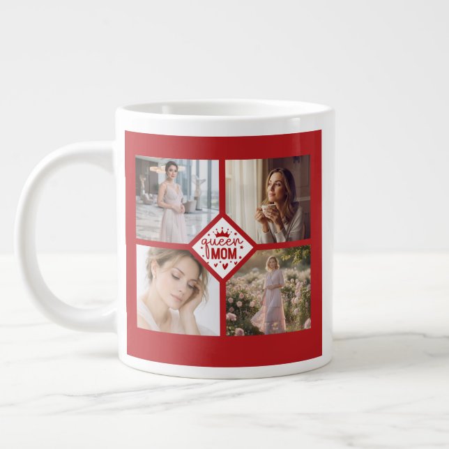 Custom Queen Mum Photo Collage Keepsake Large Coffee Mug (Left)