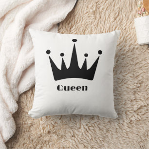 Custom Queen Text Black Colour Crown Image Cushion