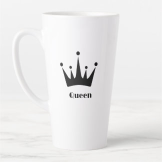 Custom Queen Text Black Colour Crown Image Latte Mug