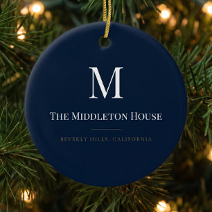 Custom Quiet Luxury Estate Monogram Christmas Ceramic Ornament