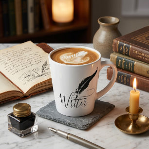 Custom quill pen latte mug