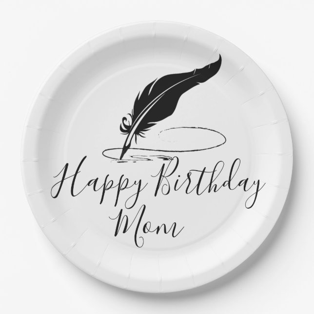 Custom quill pen  paper plate (Front)