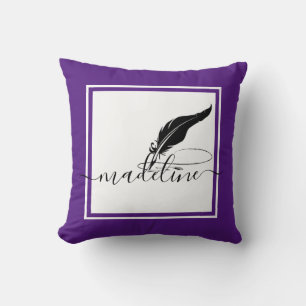 Custom quill pen  throw pillow