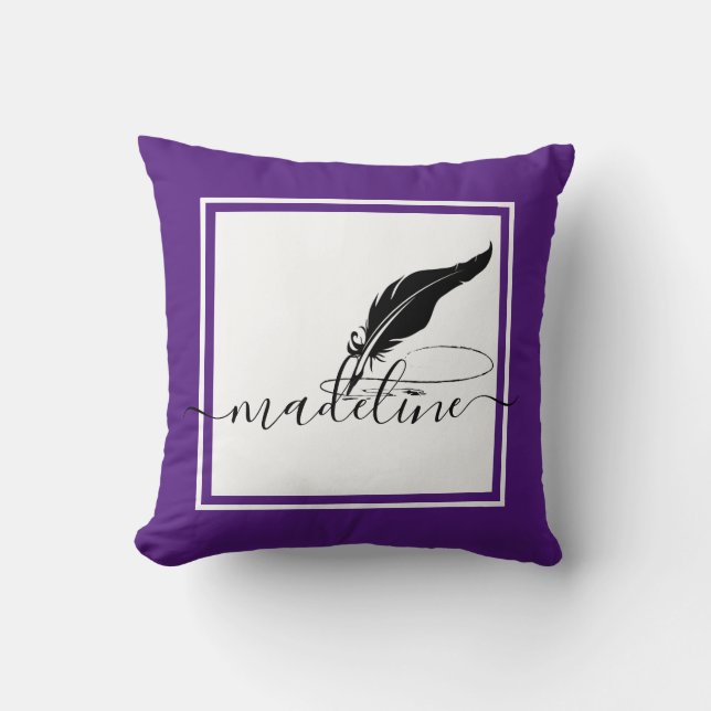 Custom quill pen  throw pillow (Front)