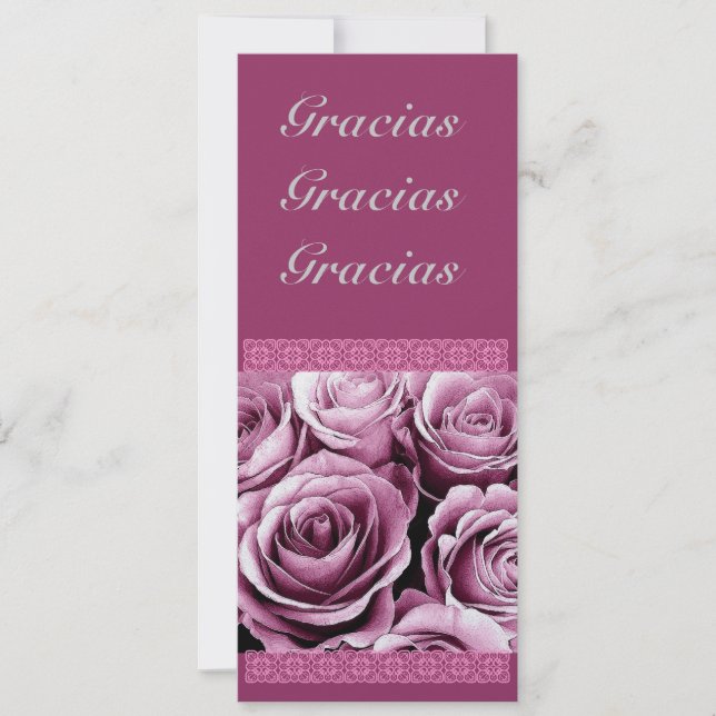 CUSTOM Quinceanera Thank You with Pink Roses Invitation (Front)