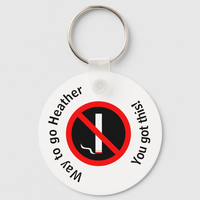 Custom Quit Smoking Congratulations Key Ring (Front)
