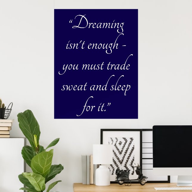 Custom Quote Art Decorative Dark Blue Poster (Home Office)