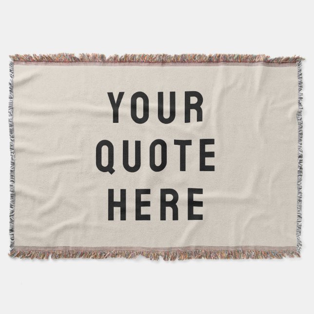 Custom Quote Banner Personalised Your Quote Wall Throw Blanket (Front)