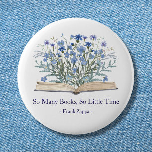 Custom Quote Blue Wildflowers Grow From Book 6 Cm Round Badge
