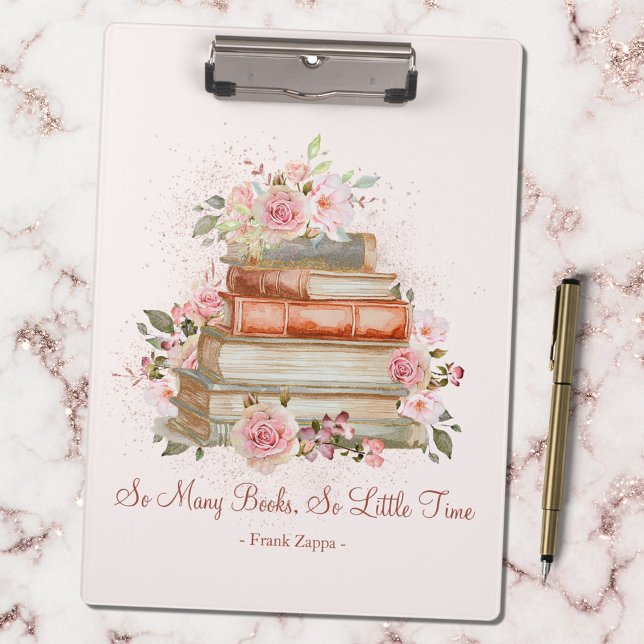 Custom Quote Books and Pink Roses Floral Two Side Clipboard (In situ)