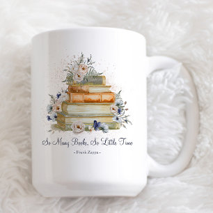 Custom Quote Books Vintage Beige Blue Flowers Coffee Mug