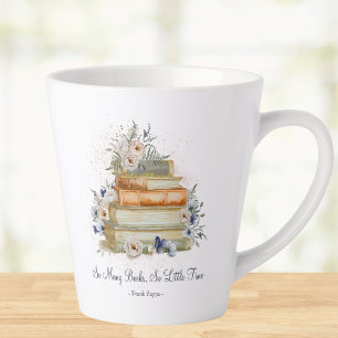 Custom Quote Books Vintage Beige Blue Flowers Latte Mug
