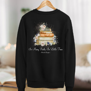 Custom Quote Books Vintage Beige Blue Roses Black Sweatshirt