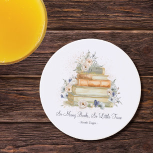 Custom Quote Books Vintage Beige Blue Roses Coaster