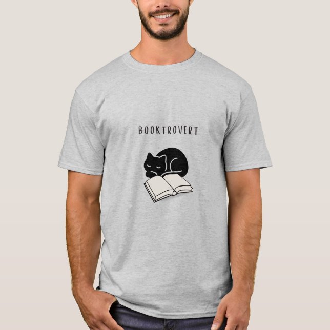 Custom Quote Booktrovert Minimalist Cat Men’s T-Shirt (Front)