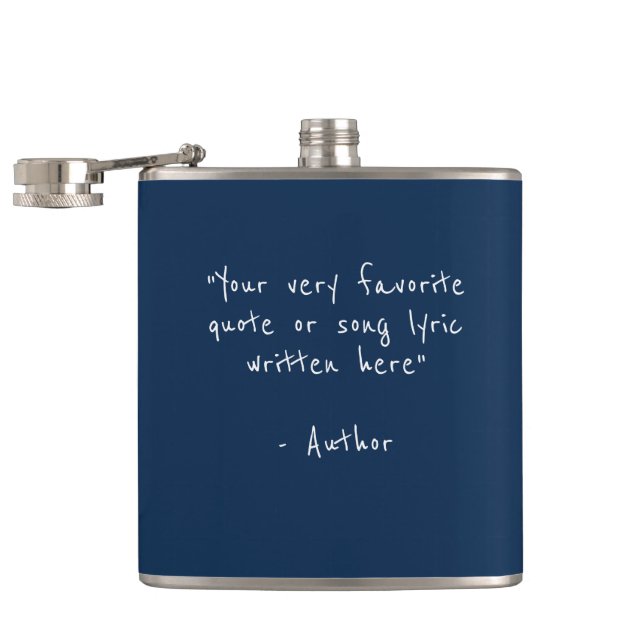 Custom quote - create your own Navy Blue Hip Flask (Opened)