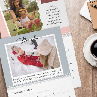 Custom Quote Family Photos Unique Colourful 2025 Calendar
