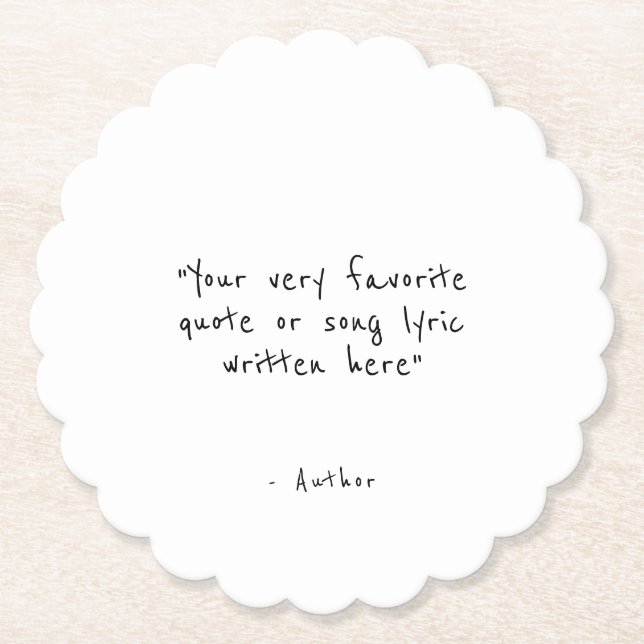 Custom quote minimalist paper coaster (Front)