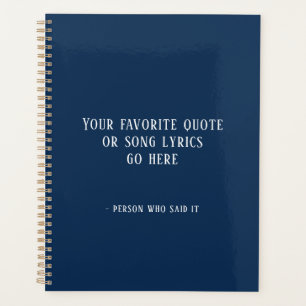 Custom quote, navy blue planner
