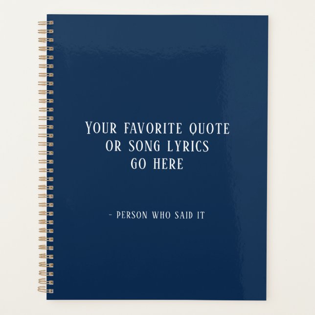 Custom quote, navy blue planner (Front)