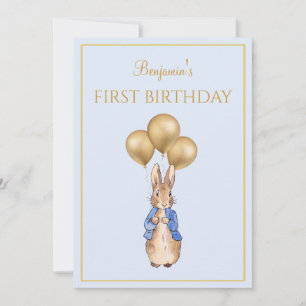 Custom Rabbit First Birthday Invitation