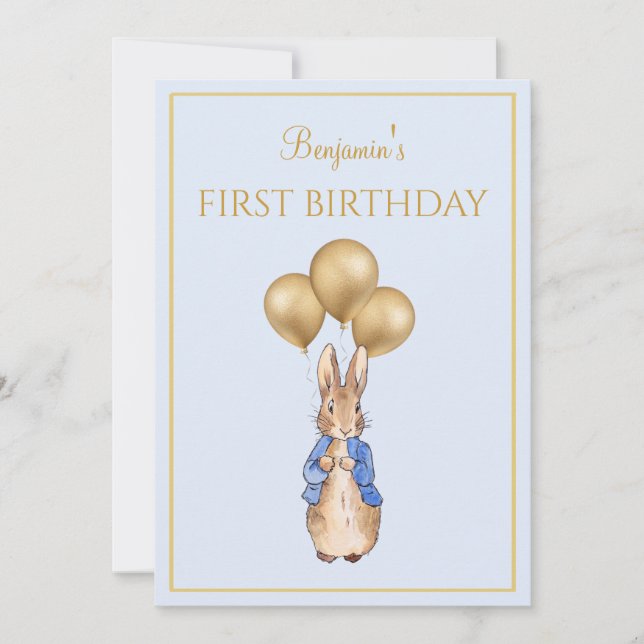 Custom Rabbit First Birthday Invitation (Front)