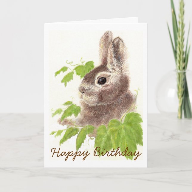 Custom Rabbit Happy Birthday Card (Front)