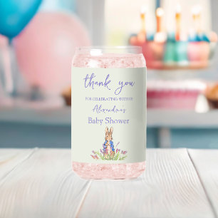 Custom rabbit in blue jacket can glass