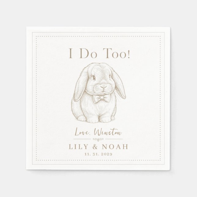 Custom Rabbit Wedding Bunny Keepsake Gift Sketch Napkin (Front)