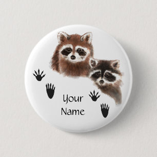 Custom Raccoons with Footprints 6 Cm Round Badge