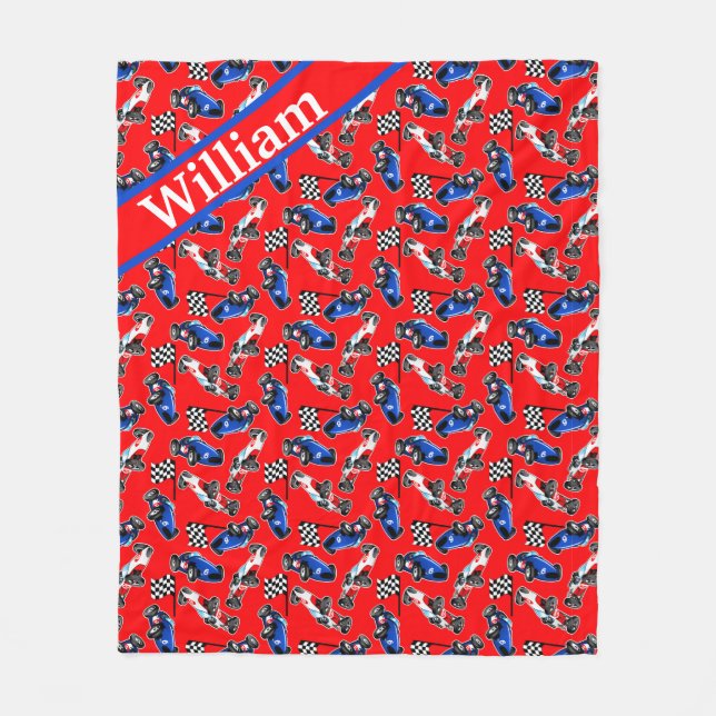 Custom Racecar Fleece Blanket (Front)