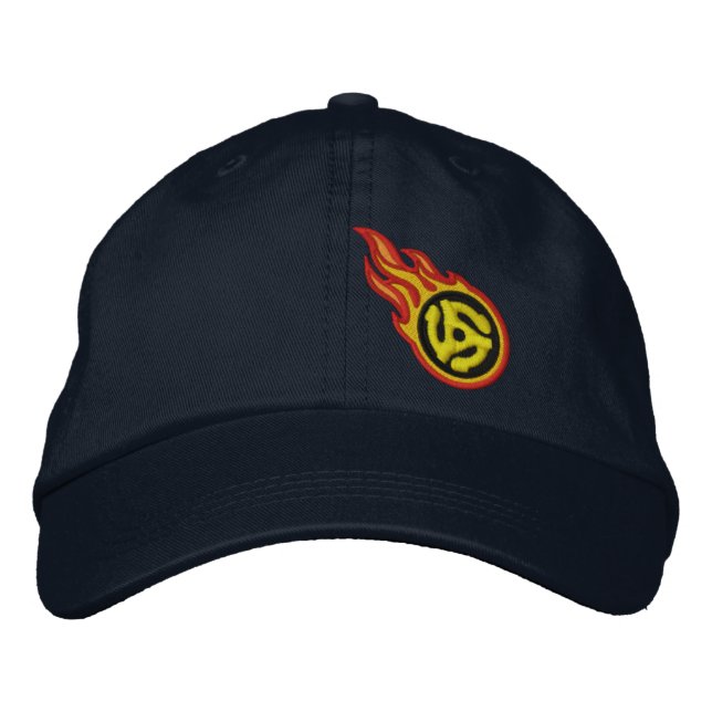 Custom Racing Flames 45 Spacer Bullet Badge Embroidered Hat (Front)