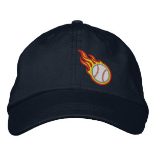 Custom Racing Flames Baseball Bullet Badge Embroidered Hat