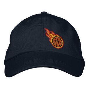 Custom Racing Flames Basketball Bullet Badge Embroidered Hat