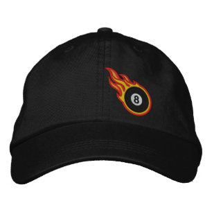 Custom Racing Flames Eight ball Bullet Badge Embroidered Hat