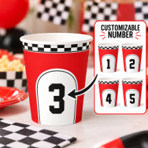 Custom Racing Number Red Chequered