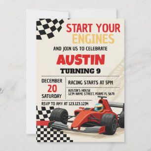 Custom Racing Party Invite for Kids