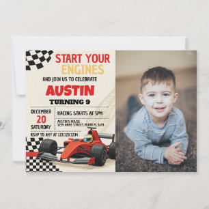 Custom Racing Party Invite for Kids with photo