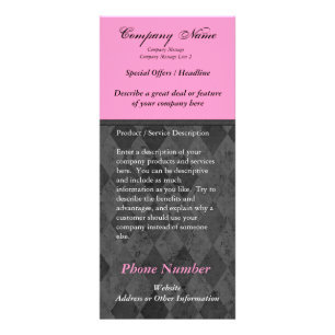 Custom Rack Card, Black and Pink Design, Printing Rack Card