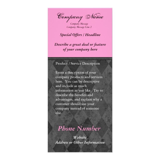 Custom Rack Card, Black and Pink Design, Printing Rack Card (Front)