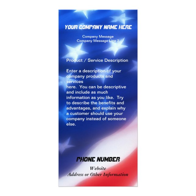 Custom Rack Card, Patriotic Design Card (Front)
