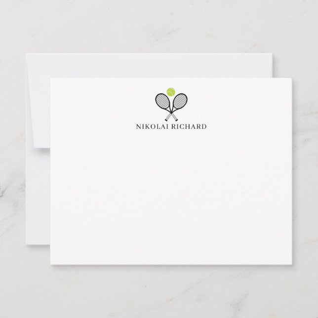 Custom Racket Stationary Tennis Note Card (Front)