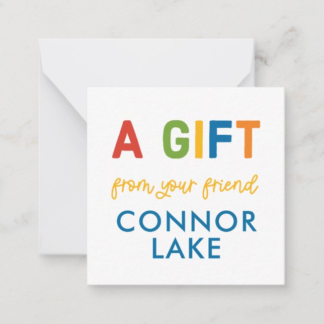 Custom Rainbow A GIFT FROM Gift Enclosure Card (Front)