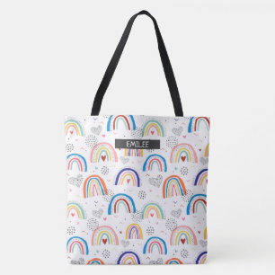 Custom Rainbow All-Over Name Tote  Bag